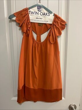 Ali Ro Orange Ruffle Sleeve Top